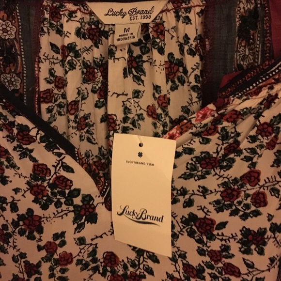 Lucky Brand Floral Scarf Print Top - Picture 3 of 4